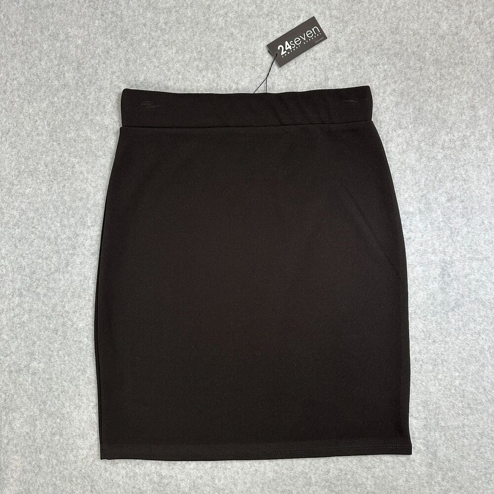 24 Seven Comfort Apparel Women's Elastic Black Pencil Skirt Size M
